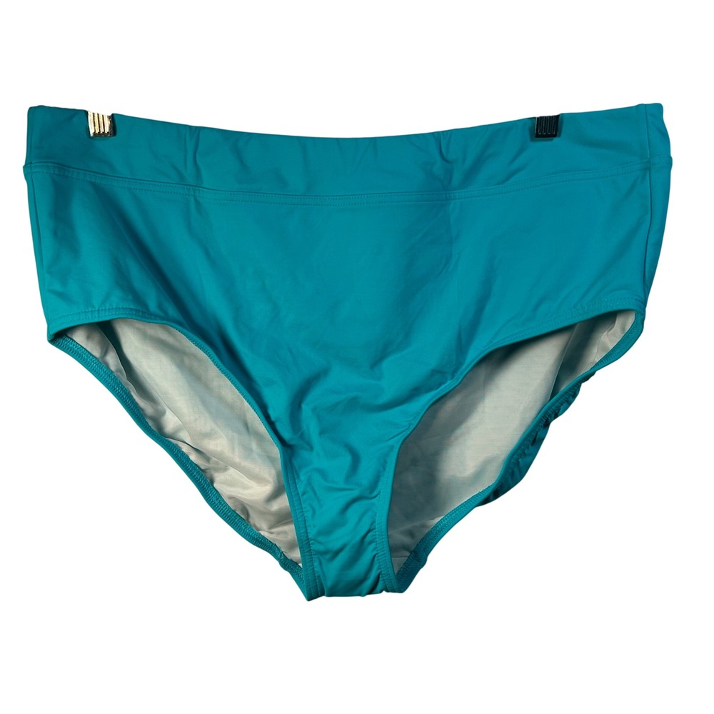 Lands End Womens Plus Size 18 Teal Blue High‎ Waisted Bikini Bottoms Swimwear